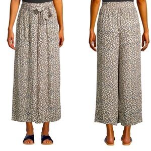 C&C California Leopard Print Wide Leg Pull on Pants with Tie Women’s Size Medium